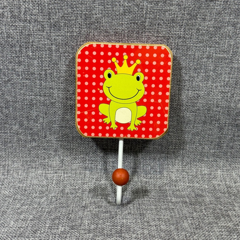Frog Prince Wall Hook Red Pink Polka Dot Nursery Playroom Kids Whimsical Decor